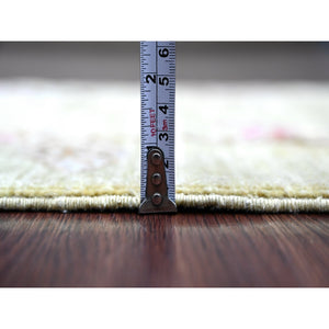 1'10"x3' Olive Green, Sparrows On The Tree, Peshawar, Pure Wool, Densely Woven, Soft To The Touch, Hand Knotted, Mat, Sample, Oriental Rug FWR126084