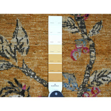Load image into Gallery viewer, 1&#39;10&#39;x2&#39;9&quot; Golden Brown, Hand Knotted, Sparrows On The Tree, Peshawar, Soft, High Mountain Wool, Densely Woven, Mat, Sample, Oriental Rug FWR126090