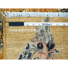 Load image into Gallery viewer, 1&#39;10&#39;x2&#39;9&quot; Golden Brown, Hand Knotted, Sparrows On The Tree, Peshawar, Soft, High Mountain Wool, Densely Woven, Mat, Sample, Oriental Rug FWR126090