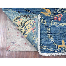 Load image into Gallery viewer, 2&#39;x2&#39;10&quot; Yale Blue, Densely Woven, Sparrows on the Tree, Peshawar, Pure Wool, Soft Pile, Hand Knotted, Sample, Mat, Oriental Rug FWR126096