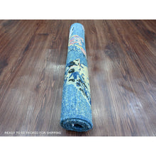 Load image into Gallery viewer, 2&#39;x2&#39;10&quot; Yale Blue, Densely Woven, Sparrows on the Tree, Peshawar, Pure Wool, Soft Pile, Hand Knotted, Sample, Mat, Oriental Rug FWR126096