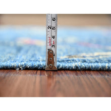 Load image into Gallery viewer, 2&#39;x2&#39;10&quot; Yale Blue, Densely Woven, Sparrows On The Tree, Peshawar, Pure Wool, Soft Pile, Hand Knotted, Sample, Mat, Oriental Rug FWR126096