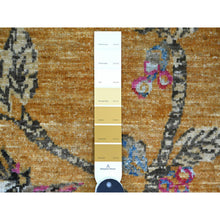 Load image into Gallery viewer, 2&#39;x2&#39;10&quot; Ochre Brown, Sparrows On The Tree, Peshawar, Pure Wool, Soft To The Touch, Hand Knotted, Densely Woven, Mat, Sample, Oriental Rug FWR126114