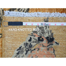 Load image into Gallery viewer, 2&#39;x2&#39;10&quot; Ochre Brown, Sparrows On The Tree, Peshawar, Pure Wool, Soft To The Touch, Hand Knotted, Densely Woven, Mat, Sample, Oriental Rug FWR126114