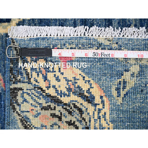 2'x2'10" Imperial Blue, Sparrows On The Tree, Peshawar, Densely Woven, Hand Knotted, Soft, High Mountain Wool, Mat, Sample, Oriental Rug FWR126120