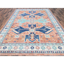 Load image into Gallery viewer, 9&#39;x11&#39;9&quot; Peach Color, Turkish Knot, Zero Pile, Sheared Low, Anatolian Village Design, Hand Knotted, Pure Wool, Oriental Rug FWR12612