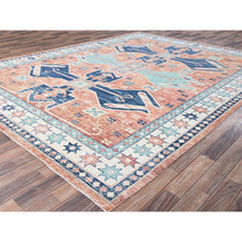 Load image into Gallery viewer, 9&#39;x11&#39;9&quot; Peach Color, Turkish Knot, Zero Pile, Sheared Low, Anatolian Village Design, Hand Knotted, Pure Wool, Oriental Rug FWR12612