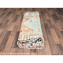 Load image into Gallery viewer, 9&#39;x11&#39;9&quot; Peach Color, Turkish Knot, Zero Pile, Sheared Low, Anatolian Village Design, Hand Knotted, Pure Wool, Oriental Rug FWR12612