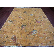 Load image into Gallery viewer, 9&#39;4&quot;x11&#39;8&quot; Copper Brown, Soft To The Touch, Hand Knotted, Sparrows On The Tree, Peshawar, Densely Woven, High Mountain Wool, Oriental Rug FWR126246