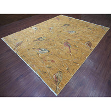 Load image into Gallery viewer, 9&#39;4&quot;x11&#39;8&quot; Copper Brown, Soft To The Touch, Hand Knotted, Sparrows On The Tree, Peshawar, Densely Woven, High Mountain Wool, Oriental Rug FWR126246