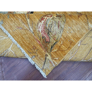 9'4"x11'8" Copper Brown, Soft To The Touch, Hand Knotted, Sparrows On The Tree, Peshawar, Densely Woven, High Mountain Wool, Oriental Rug FWR126246