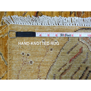 9'4"x11'8" Copper Brown, Soft To The Touch, Hand Knotted, Sparrows On The Tree, Peshawar, Densely Woven, High Mountain Wool, Oriental Rug FWR126246