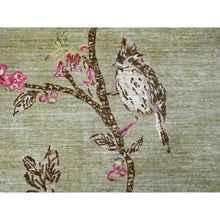 Load image into Gallery viewer, 9'x11'10" Laurel Green, Hand Knotted, Sparrows On The Tree, Peshawar, Densely Woven, High Mountain Wool, Soft To The Touch, Oriental Rug FWR126252