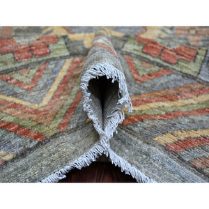 9'10"x13'9" Misty Gray, Peshawar With Khotan Design, Hand Knotted, Natural Dyes, Pure Wool, Oriental Rug FWR126258