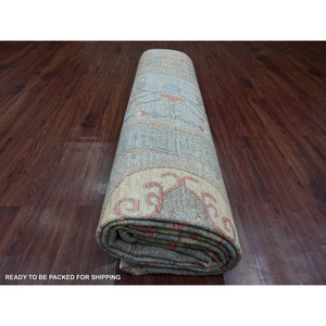 9'10"x13'9" Misty Gray, Peshawar With Khotan Design, Hand Knotted, Natural Dyes, Pure Wool, Oriental Rug FWR126258