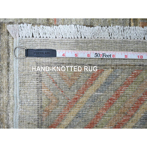 9'10"x13'9" Misty Gray, Peshawar With Khotan Design, Hand Knotted, Natural Dyes, Pure Wool, Oriental Rug FWR126258