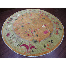 Load image into Gallery viewer, 11&#39;10&quot;x11&#39;10&quot; Copper Brown, Chinese Art Deco Inspired Peshawar, 100% Wool, Vegetable Dyes, Hand Knotted, Round, Oriental Rug FWR126264