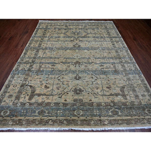8'2"x10'1" Light Brown, Bijar Garus Design With Distinct Abrash, Peshawar, Hand Knotted, 100% Wool, Vegetable Dyes, Oriental Rug FWR126270