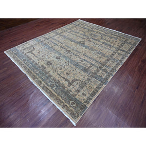 8'2"x10'1" Light Brown, Bijar Garus Design With Distinct Abrash, Peshawar, Hand Knotted, 100% Wool, Vegetable Dyes, Oriental Rug FWR126270