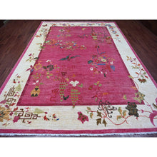 Load image into Gallery viewer, 9&#39;x11&#39;10&quot; Hot Pink, Pure Wool, Chinese Art Deco Inspired Peshawar, Natural Dyes, Hand Knotted, Oriental Rug FWR126288