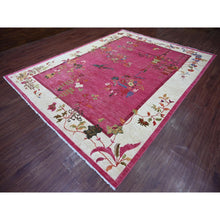 Load image into Gallery viewer, 9&#39;x11&#39;10&quot; Hot Pink, Pure Wool, Chinese Art Deco Inspired Peshawar, Natural Dyes, Hand Knotted, Oriental Rug FWR126288