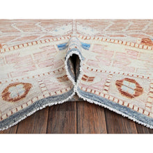 Load image into Gallery viewer, 8&#39;10&quot;x11&#39;9&quot; Cantaloupe Orange With Light Blue, Turkish Knot, Sheared Low, Pure Wool, Zero Pile, Anatolian Village Design, Hand Knotted, Oriental Rug FWR12624