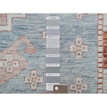 Load image into Gallery viewer, 8&#39;10&quot;x11&#39;9&quot; Cantaloupe Orange With Light Blue, Turkish Knot, Sheared Low, Pure Wool, Zero Pile, Anatolian Village Design, Hand Knotted, Oriental Rug FWR12624