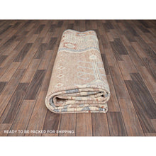 Load image into Gallery viewer, 8&#39;10&quot;x11&#39;9&quot; Cantaloupe Orange With Light Blue, Turkish Knot, Sheared Low, Pure Wool, Zero Pile, Anatolian Village Design, Hand Knotted, Oriental Rug FWR12624