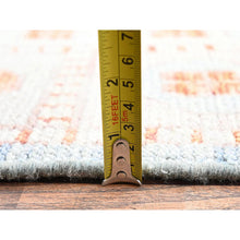 Load image into Gallery viewer, 8&#39;10&quot;x11&#39;9&quot; Cantaloupe Orange With Light Blue, Turkish Knot, Sheared Low, Pure Wool, Zero Pile, Anatolian Village Design, Hand Knotted, Oriental Rug FWR12624