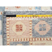 Load image into Gallery viewer, 8&#39;10&quot;x11&#39;9&quot; Cantaloupe Orange With Light Blue, Turkish Knot, Sheared Low, Pure Wool, Zero Pile, Anatolian Village Design, Hand Knotted, Oriental Rug FWR12624