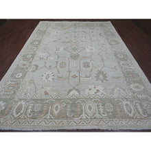 Load image into Gallery viewer, 9&#39;2&quot;x12&#39; Light Green, Afghan Angora Oushak With All Over Vines Design, Vegetable Dyes, Hand Knotted, 100% Wool, Oriental Rug FWR126300