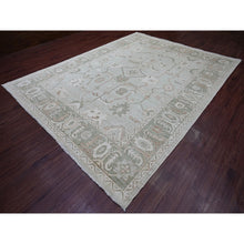 Load image into Gallery viewer, 9&#39;2&quot;x12&#39; Light Green, Afghan Angora Oushak With All Over Vines Design, Vegetable Dyes, Hand Knotted, 100% Wool, Oriental Rug FWR126300
