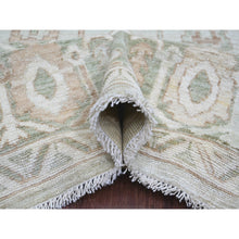 Load image into Gallery viewer, 9&#39;2&quot;x12&#39; Light Green, Afghan Angora Oushak With All Over Vines Design, Vegetable Dyes, Hand Knotted, 100% Wool, Oriental Rug FWR126300
