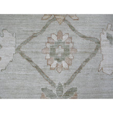 Load image into Gallery viewer, 9&#39;2&quot;x12&#39; Light Green, Afghan Angora Oushak With All Over Vines Design, Vegetable Dyes, Hand Knotted, 100% Wool, Oriental Rug FWR126300