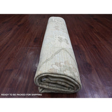 Load image into Gallery viewer, 9&#39;2&quot;x12&#39; Light Green, Afghan Angora Oushak With All Over Vines Design, Vegetable Dyes, Hand Knotted, 100% Wool, Oriental Rug FWR126300