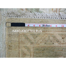 Load image into Gallery viewer, 9&#39;2&quot;x12&#39; Light Green, Afghan Angora Oushak With All Over Vines Design, Vegetable Dyes, Hand Knotted, 100% Wool, Oriental Rug FWR126300