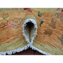 Load image into Gallery viewer, 8&#39;x8&#39; Swamp Green, Chinese Art Deco Inspired Peshawar, Hand Knotted, Soft Wool, Vegetable Dyes, Round, Oriental Rug FWR126312