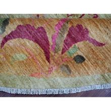 Load image into Gallery viewer, 8&#39;x8&#39; Swamp Green, Chinese Art Deco Inspired Peshawar, Hand Knotted, Soft Wool, Vegetable Dyes, Round, Oriental Rug FWR126312