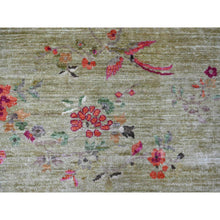 Load image into Gallery viewer, 8&#39;x8&#39; Swamp Green, Chinese Art Deco Inspired Peshawar, Hand Knotted, Soft Wool, Vegetable Dyes, Round, Oriental Rug FWR126312