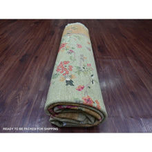 Load image into Gallery viewer, 8&#39;x8&#39; Swamp Green, Chinese Art Deco Inspired Peshawar, Hand Knotted, Soft Wool, Vegetable Dyes, Round, Oriental Rug FWR126312