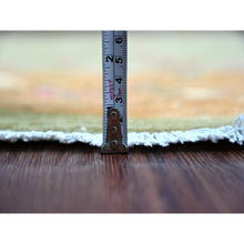 Load image into Gallery viewer, 8&#39;x8&#39; Swamp Green, Chinese Art Deco Inspired Peshawar, Hand Knotted, Soft Wool, Vegetable Dyes, Round, Oriental Rug FWR126312