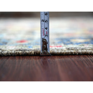 3'x7'10" Ash Gray, Hand Knotted, Anatolian Village Inspired Geometric Design, 100% Wool, Vegetable Dyes, Runner, Oriental Rug FWR126342