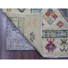 Load image into Gallery viewer, 2&#39;8&quot;x7&#39;3&quot; Chiffon White, Anatolian Village Inspired Design, Geometric Medallions, Hand Knotted, Pure Wool, Vegetable Dyes, Runner, Oriental Rug FWR126348
