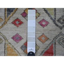 Load image into Gallery viewer, 2&#39;8&quot;x7&#39;3&quot; Chiffon White, Anatolian Village Inspired Design, Geometric Medallions, Hand Knotted, Pure Wool, Vegetable Dyes, Runner, Oriental Rug FWR126348
