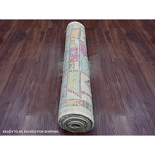 Load image into Gallery viewer, 2&#39;8&quot;x7&#39;3&quot; Chiffon White, Anatolian Village Inspired Design, Geometric Medallions, Hand Knotted, Pure Wool, Vegetable Dyes, Runner, Oriental Rug FWR126348