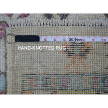 Load image into Gallery viewer, 2&#39;8&quot;x7&#39;3&quot; Chiffon White, Anatolian Village Inspired Design, Geometric Medallions, Hand Knotted, Pure Wool, Vegetable Dyes, Runner, Oriental Rug FWR126348