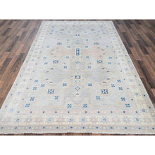 Load image into Gallery viewer, 5&#39;10&quot;x9&#39;1&quot; Medium Gray, Pure Wool, Turkish Knot, Sheared Low, Zero Pile, Anatolian Village Design, Hand Knotted, Oriental Rug FWR12630