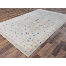 Load image into Gallery viewer, 5&#39;10&quot;x9&#39;1&quot; Medium Gray, Pure Wool, Turkish Knot, Sheared Low, Zero Pile, Anatolian Village Design, Hand Knotted, Oriental Rug FWR12630