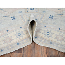 Load image into Gallery viewer, 5&#39;10&quot;x9&#39;1&quot; Medium Gray, Pure Wool, Turkish Knot, Sheared Low, Zero Pile, Anatolian Village Design, Hand Knotted, Oriental Rug FWR12630