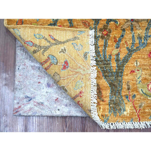 2'x3' Copper Brown, Afghan Peshawar With Colorful Birds Of Paradise Design, Soft And Vibrant Wool, Hand Knotted, Vegetable Dyes, Mat, Sample, Oriental Rug FWR126390